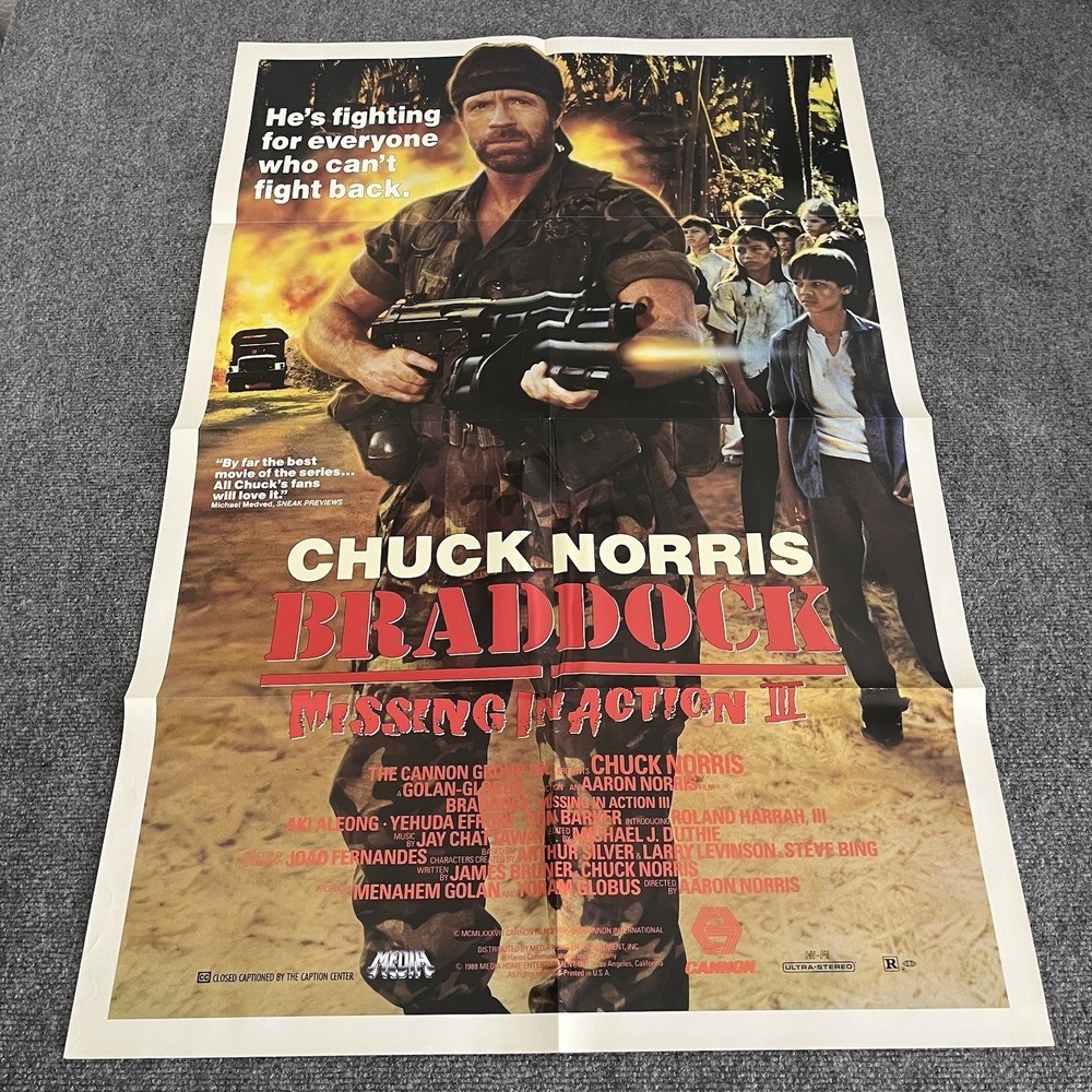 VINTAGE - Missing In Action 3 III Movie‎ Poster - 27 x 41" Chuck Norris 1988